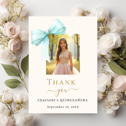 キンセアニェラフォトボウティール（緑がかった色）クリーム サンキューカード