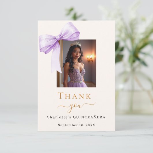 キンセアニェラフォトボウラベンダークリーム サンキューカード (スタンド正面)