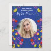 キンセアニェラフォトメキシカンフィエスタパーティーブルー 招待状 (正面)