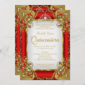 キンセアニェラフォトレッドゴールデンパールティアラパーティー 招待状 (正面/裏面)