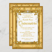 キンセアニェラフォト金ゴールドダイアモンドティアラパーティー 招待状 (正面/裏面)