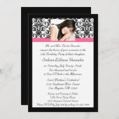 キンセアニェラフシュシアダマスクピンクアンドブラック 招待状 (正面/裏面)