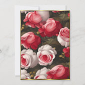 キンセアニェラフラワーズレッドホワイトローズ誕生日 招待状 (裏面)