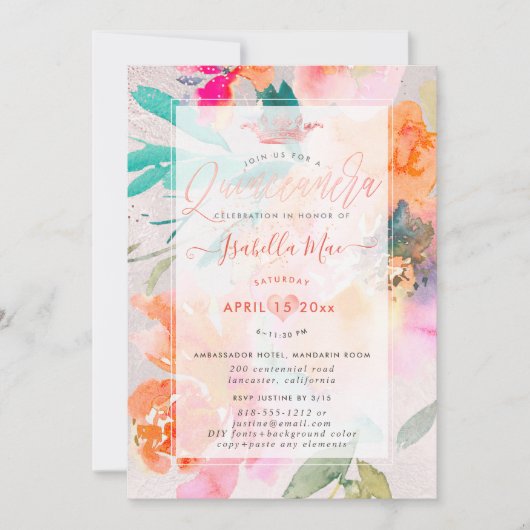 キンセアニェラフローラウォーターカラーガーデンバラ 招待状 (正面)