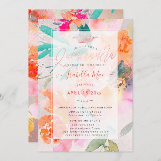 キンセアニェラフローラウォーターカラーガーデンバラ 招待状 (正面/裏面)