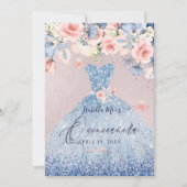 キンセアニェラフローラダスティブルーグリッターガウン 招待状 (正面)