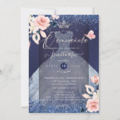 キンセアニェラフローラダスティブルーグリッターガウン 招待状 (裏面)