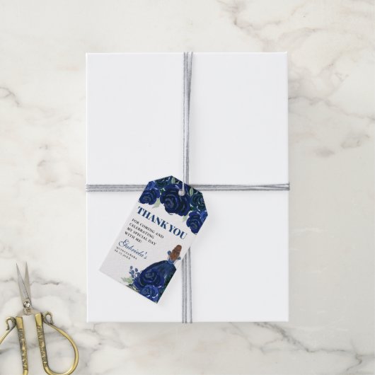 キンセアニェラフローラネイビーブルー金ゴールドミクリンスアノス ギフトタグ (より糸付き)