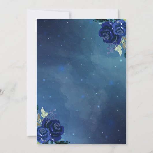 キンセアニェラフローラネイビーブルー金ゴールドミクリンスアノス 招待状 (裏面)