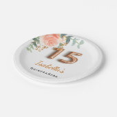 キンセアニェラフローラバラ金ゴールドユーカリプトゥスモノグラム ペーパープレート (アングル)