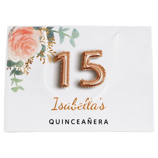 キンセアニェラフローラバラ金ゴールドユーカリプトゥスモノグラム ラージペーパーバッグ (正面)