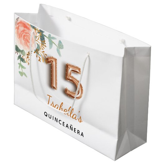 キンセアニェラフローラバラ金ゴールドユーカリプトゥスモノグラム ラージペーパーバッグ (正面アングル)