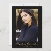 キンセアニェラフローラフォト金ゴールドフレームクラウンブラック 招待状 (裏面)