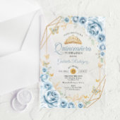 キンセアニェラフローラベビーブルー金ゴールド アクリル招待状