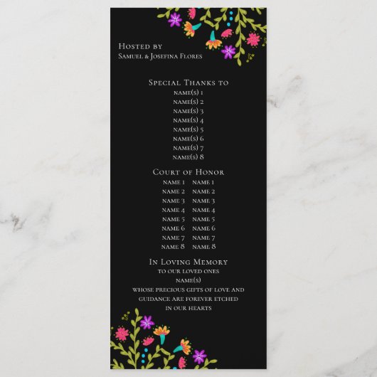 キンセアニェラフローラメキシカンフェスタ黒写真 プログラム (裏面)