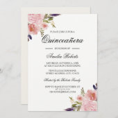 キンセアニェラフローラ水彩牡丹ピンクパープル 招待状 (正面/裏面)