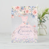 キンセアニェラフローラ赤面ピンクグリッターガウン 招待状 (スタンド正面)