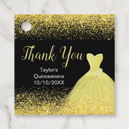 キンセアニェラブライトイエロードレスフェイクグリッター フェイバータグ (正面)