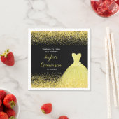 キンセアニェラブライトイエローフェイクグリッター スタンダードカクテルナプキン (インサイチュ)