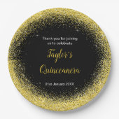 キンセアニェラブライトイエローフェイクグリッター ペーパープレート (正面)