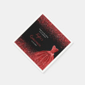 キンセアニェラブライトレッドフェイクグリッター スタンダードカクテルナプキン (角)