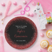 キンセアニェラブライトレッドフェイクグリッター ペーパープレート (パーティー)