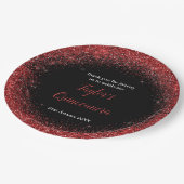 キンセアニェラブライトレッドフェイクグリッター ペーパープレート (アングル)