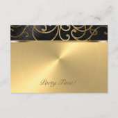 キンセアニェラブラックと金ゴールドフィリグリーの渦巻き 招待状 (正面)
