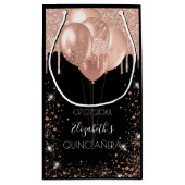 キンセアニェラブラックバラ金ゴールドグリッターバルーン スモールペーパーバッグ (裏面)