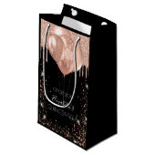 キンセアニェラブラックバラ金ゴールドグリッターバルーン スモールペーパーバッグ (正面アングル)