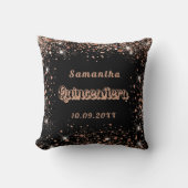 キンセアニェラブラックバラ金ゴールドグリッター クッション (正面)