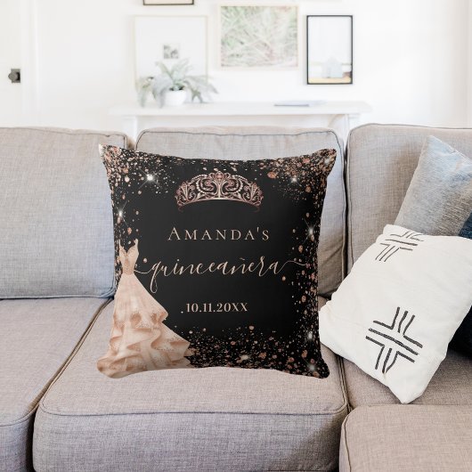 キンセアニェラブラックバラ金ゴールドティアラドレス名 クッション