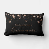 キンセアニェラブラックバラ金ゴールド星名 ランバークッション (正面)
