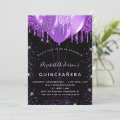 キンセアニェラブラックパープルグリッターダストバルーン 招待状 (スタンド正面)