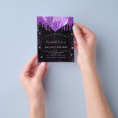 キンセアニェラブラックパープルグリッター予算の招待 チラシ (手)