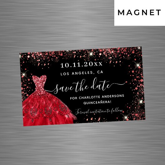 キンセアニェラブラックレッドドレス日付磁石を保存