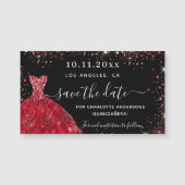 キンセアニェラブラックレッドドレス日付磁石を保存 (正面)