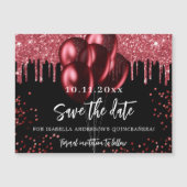 キンセアニェラブラックレッドバルーンマグネット保存日 マグネット招待状 (正面)