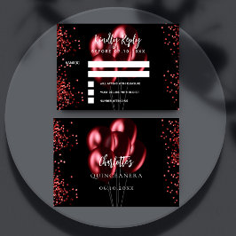 キンセアニェラブラックレッドバルーン対応RSVPカード 出欠カード