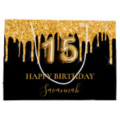 キンセアニェラブラック金ゴールドグリッタードライブ名 ラージペーパーバッグ (裏面)