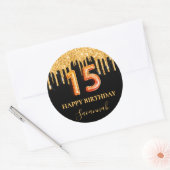 キンセアニェラブラック金ゴールドグリッターパーティーバルーンスタイル ラウンドシール (封筒)