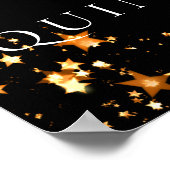 キンセアニェラブラック金ゴールドスター写真歓迎 ポスター (角)