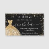 キンセアニェラブラック金ゴールドドレス日付磁石を保存 (正面)