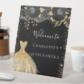 キンセアニェラブラック金ゴールドドレス花歓迎 台座サイン (インサイチュ)