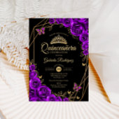 キンセアニェラブラック金ゴールドパープルフローラ 招待状