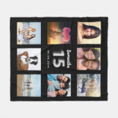 キンセアニェラブラック・シルバー・フォト・コラージュ名 フリースブランケット (正面(横))