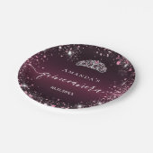 キンセアニェラブルガンディ・ピンクティアラ名字スクリプト ペーパープレート (アングル)