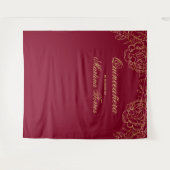 キンセアニェラブルゴーニュと金ゴールドフォトブースBackdrop タペストリー (正面(横))