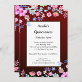 キンセアニェラブルゴーニュの誕生日パーティーの花 招待状 (正面/裏面)