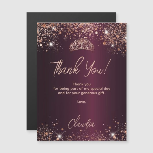 キンセアニェラブルゴーニュバラ磁石サンキューカード マグネット招待状 (正面/裏面)